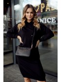 Rochie de baza cu buzunar si cravate, neagra FI723 - Magazin online - Boutique